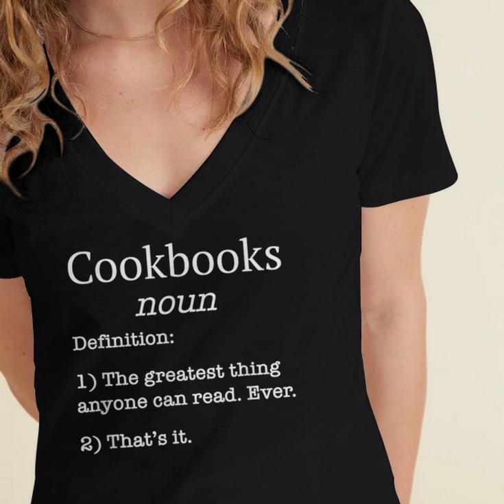 Cookbooks Cookbook Lovers Chefs Fake Definition Women's Jersey Short Sleeve Deep V-Neck Tshirt
