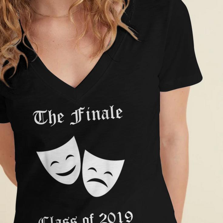 Cool Theater Graduation Tshirt Tragedy And Comedy Masks Women's Jersey Short Sleeve Deep V-Neck Tshirt