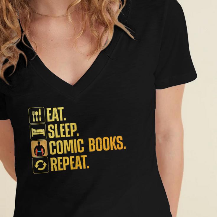 Cool Comic Books Art For Men Women Comic Book Lover Comics Women's Jersey Short Sleeve Deep V-Neck Tshirt