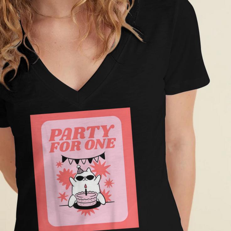 Cool Fun Cute Party Introvert Cat Character Women's Jersey Short Sleeve Deep V-Neck Tshirt Cool Fun Cute Party Introvert Cat Character Women's Jersey Short Sleeve Deep V-Neck Tshirt
