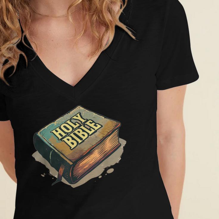 Cool Holy Bible Book Costume For Man And Woman Women's Jersey Short Sleeve Deep V-Neck Tshirt