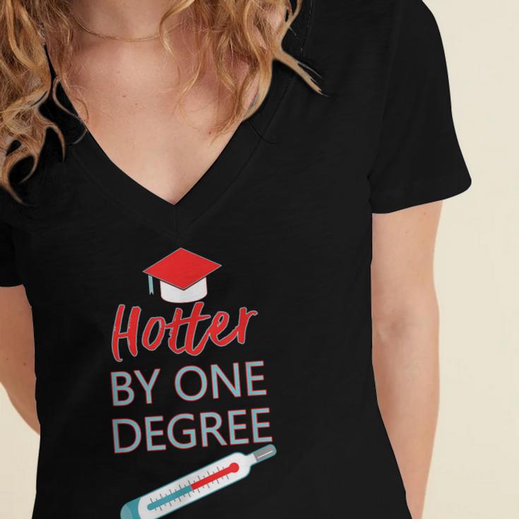 Cool Hotter By One Degree Graduation Teesadf Women's Jersey Short Sleeve Deep V-Neck Tshirt
