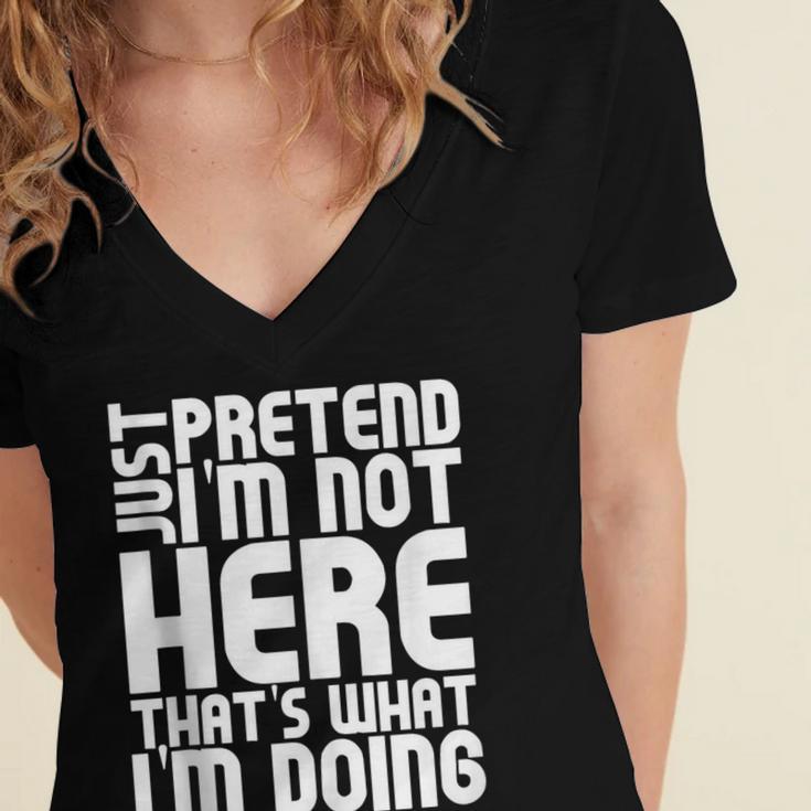 Cool Introvert Just Pretends I'm Not Heres Women's Jersey Short Sleeve Deep V-Neck Tshirt