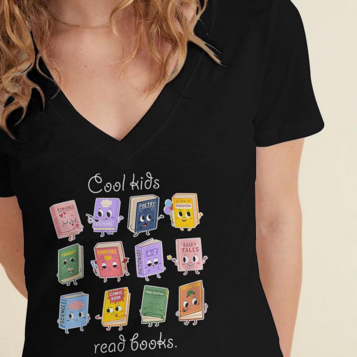 Cool Kids Read Books School Librarian Reading Teacher Women's Jersey Short Sleeve Deep V-Neck Tshirt Cool Kids Read Books School Librarian Reading Teacher Women's Jersey Short Sleeve Deep V-Neck Tshirt