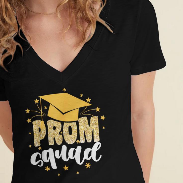 Cool Prom Squad 2025 Prom Graduation Party Matching 2025 Women's Jersey Short Sleeve Deep V-Neck Tshirt