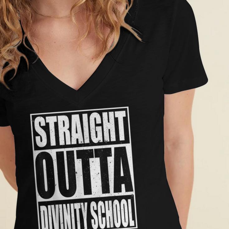 Cool Straight Outta Divinity School Graduation Shirt Women's Jersey Short Sleeve Deep V-Neck Tshirt