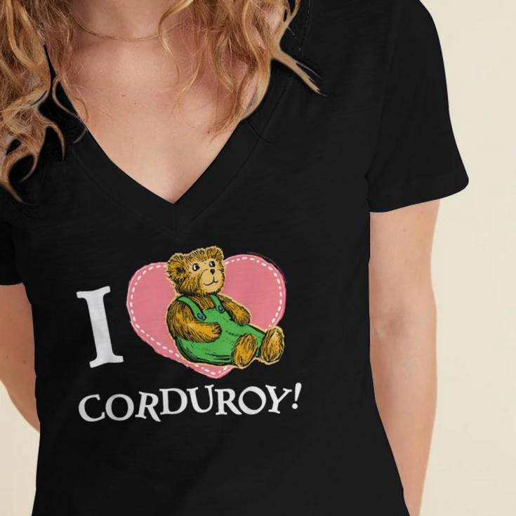 Corduroy I Heart Corduroy Teddy Bear Retro Children's Book Women's Jersey Short Sleeve Deep V-Neck Tshirt