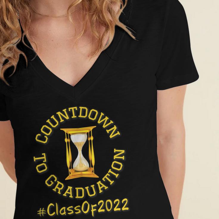 Countdown To Graduation Hourglass Senior Class Of 2022 Women's Jersey Short Sleeve Deep V-Neck Tshirt