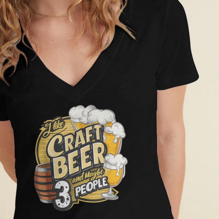 Craft Beer Lover Introverted & Hoppy Women's Jersey Short Sleeve Deep V-Neck Tshirt
