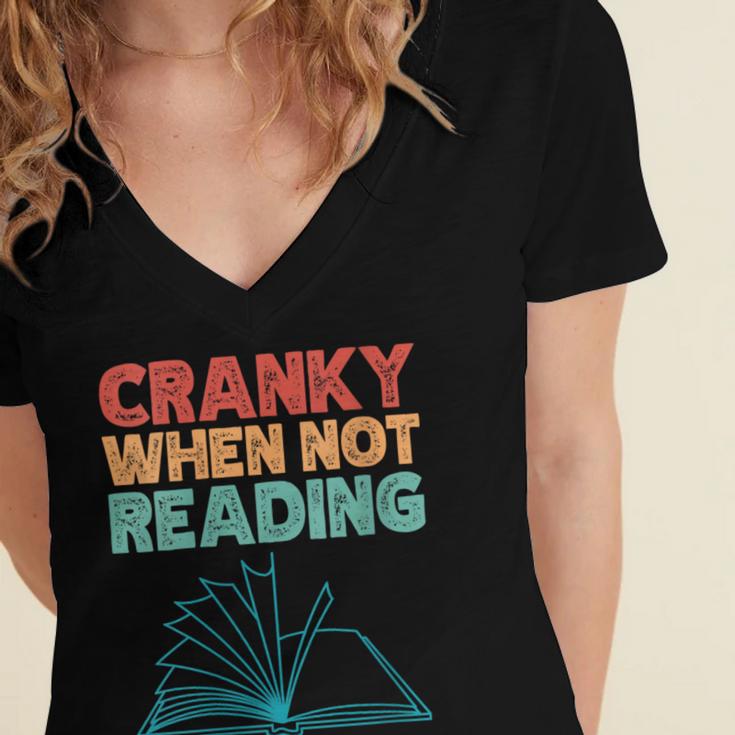 Cranky When Not Reading Retro Vintage Book Lover Women's Jersey Short Sleeve Deep V-Neck Tshirt Cranky When Not Reading Retro Vintage Book Lover Women's Jersey Short Sleeve Deep V-Neck Tshirt