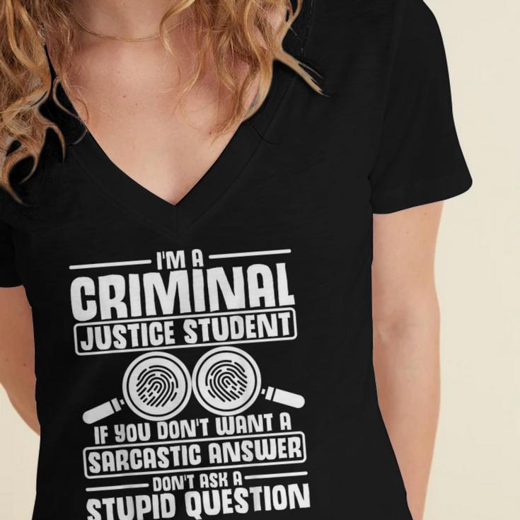 Criminal Justice Degree Graduation Criminal Justice Student Women's Jersey Short Sleeve Deep V-Neck Tshirt