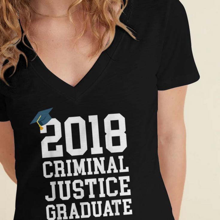 Criminal Justice Major Shirt 2018 Graduate Graduation E Women's Jersey Short Sleeve Deep V-Neck Tshirt