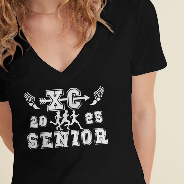Cross Country Senior Night Senior 2025 Graduation Party 1 Women's Jersey Short Sleeve Deep V-Neck Tshirt