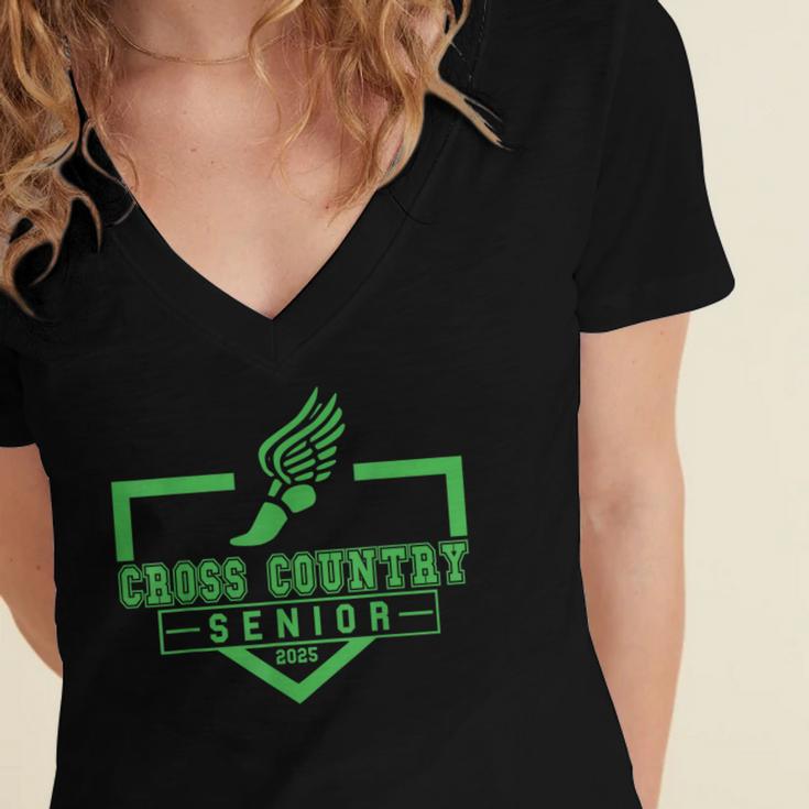 Cross Country Senior Night Senior 2025 Graduation Party 23 Women's Jersey Short Sleeve Deep V-Neck Tshirt