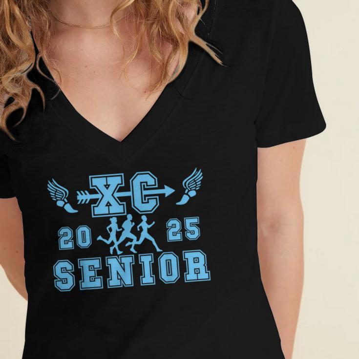Cross Country Senior Night Senior 2025 Graduation Party 25 Women's Jersey Short Sleeve Deep V-Neck Tshirt