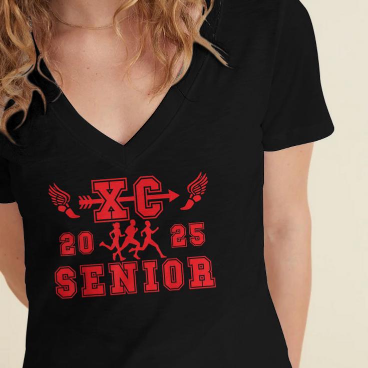 Cross Country Senior Night Senior 2025 Graduation Party 5 Women's Jersey Short Sleeve Deep V-Neck Tshirt