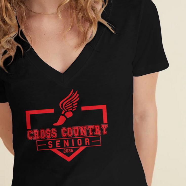 Cross Country Senior Night Senior 2025 Graduation Party 7 Women's Jersey Short Sleeve Deep V-Neck Tshirt