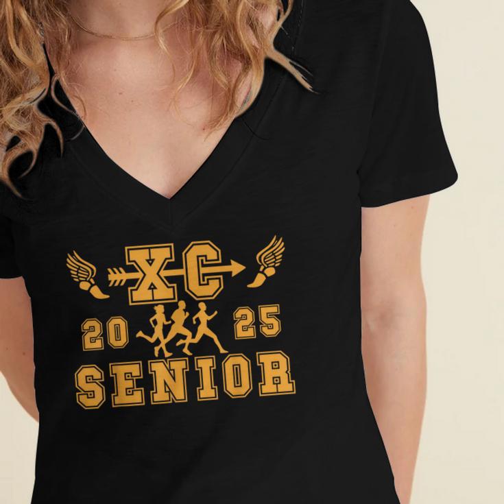 Cross Country Senior Night Senior 2025 Graduation Party 9 Women's Jersey Short Sleeve Deep V-Neck Tshirt