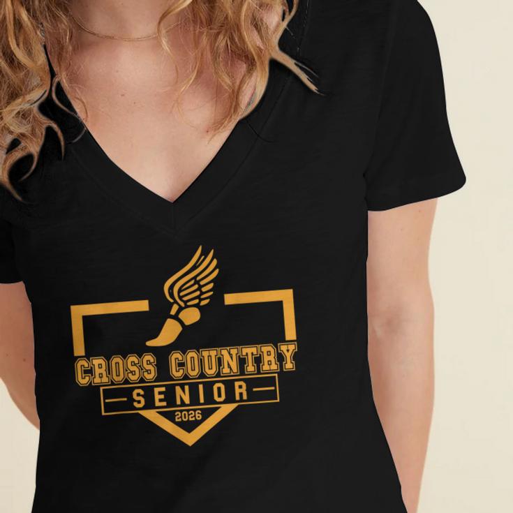 Cross Country Senior Night XC Senior 2026 Graduation 19 Women's Jersey Short Sleeve Deep V-Neck Tshirt