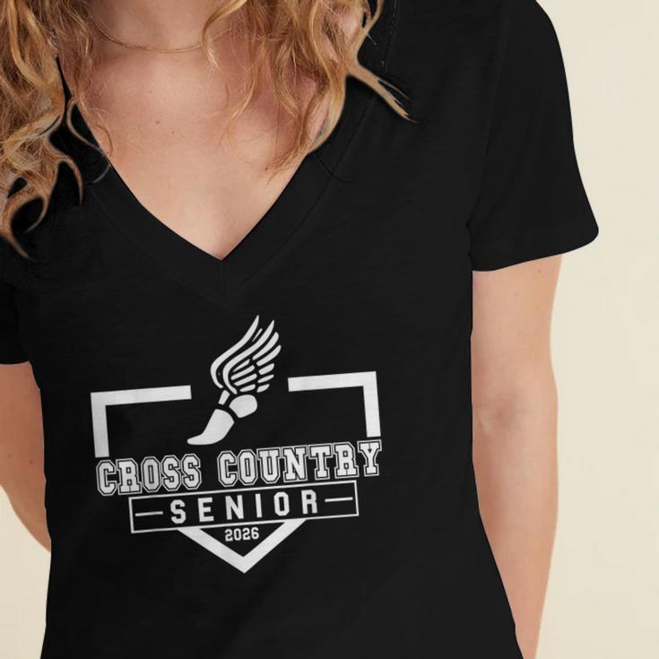 Cross Country Senior Night XC Senior 2026 Graduation 3 Women's Jersey Short Sleeve Deep V-Neck Tshirt