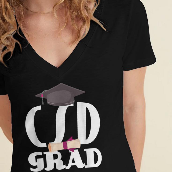 CSD Masters Graduation Men Women Son Daughter Women's Jersey Short Sleeve Deep V-Neck Tshirt