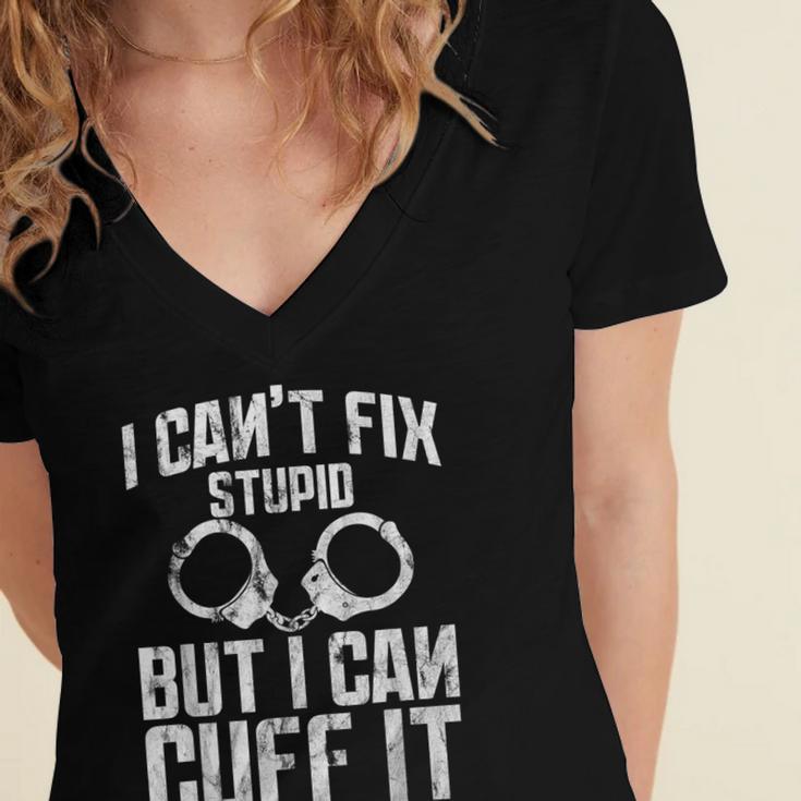 I Cuff Stupid Police OfficerShirt Academy Graduation Women's Jersey Short Sleeve Deep V-Neck Tshirt