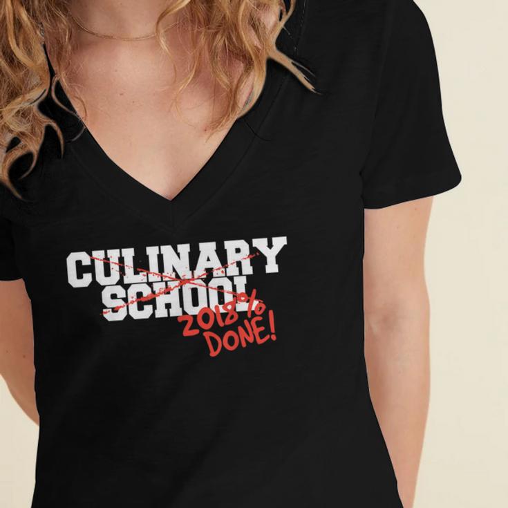 Culinary School Graduation Class Of 2018 Women's Jersey Short Sleeve Deep V-Neck Tshirt