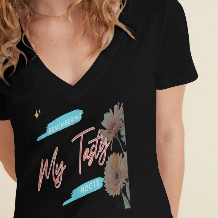 Cultural Flavor Memory Floral Nostalgia Garden Sentiment Women's Jersey Short Sleeve Deep V-Neck Tshirt