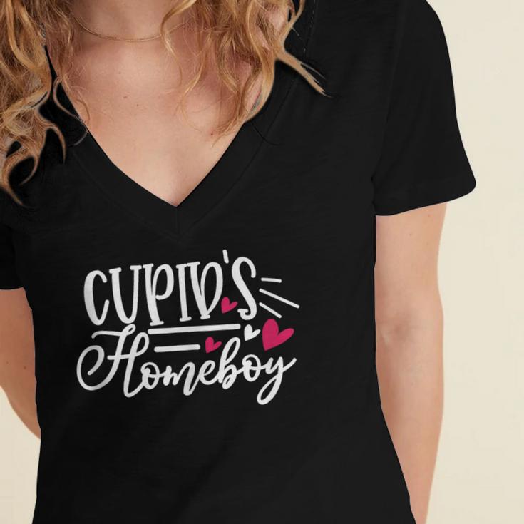 Cupid's Homebody Introvert Valentine's Day Home Women's Jersey Short Sleeve Deep V-Neck Tshirt Cupid's Homebody Introvert Valentine's Day Home Women's Jersey Short Sleeve Deep V-Neck Tshirt