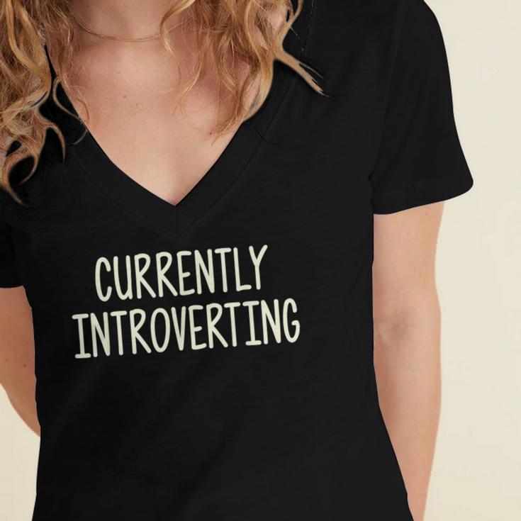 Currently Introverting I Introvert Women's Jersey Short Sleeve Deep V-Neck Tshirt