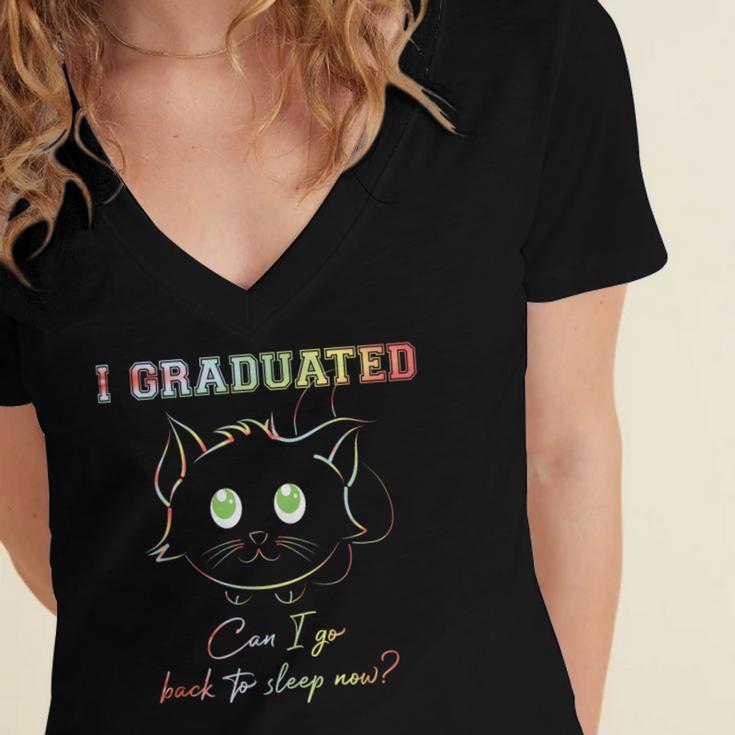 Cute Can I Go Back To Sleep Graduation Women's Jersey Short Sleeve Deep V-Neck Tshirt