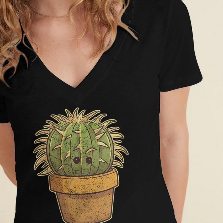 Cute Golden Barrel Cactus Introvert Distressed Women's Jersey Short Sleeve Deep V-Neck Tshirt Cute Golden Barrel Cactus Introvert Distressed Women's Jersey Short Sleeve Deep V-Neck Tshirt