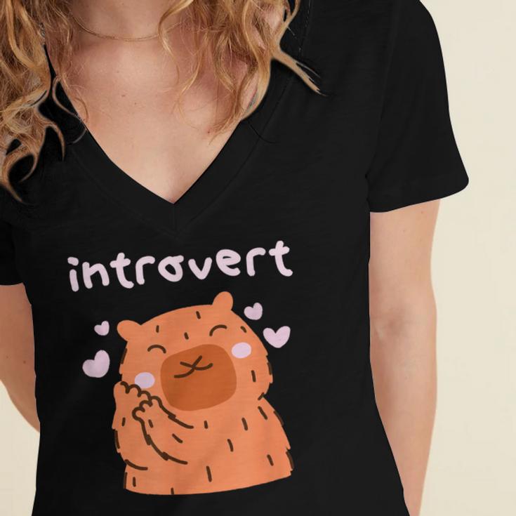 Cute Introvert Graphic Tee Women's Jersey Short Sleeve Deep V-Neck Tshirt Cute Introvert Graphic Tee Women's Jersey Short Sleeve Deep V-Neck Tshirt