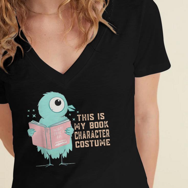 Cute Pigeon This Is My Book Character Costume For Reading Women's Jersey Short Sleeve Deep V-Neck Tshirt