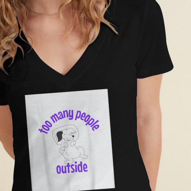 Cute Puppy With a Quote For Introverts Women's Jersey Short Sleeve Deep V-Neck Tshirt Cute Puppy With a Quote For Introverts Women's Jersey Short Sleeve Deep V-Neck Tshirt