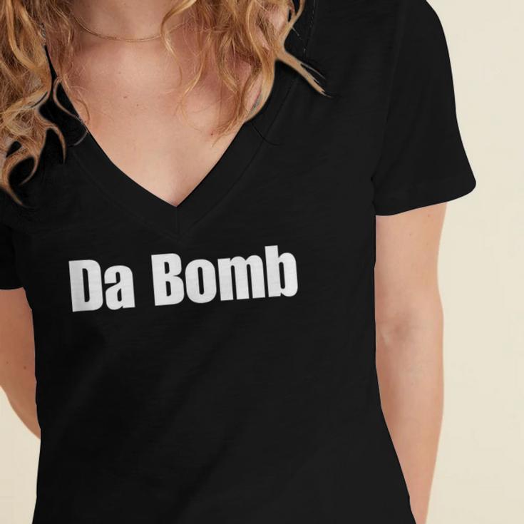 Da Bomb 90s Nostalgia Quote Women's Jersey Short Sleeve Deep V-Neck Tshirt