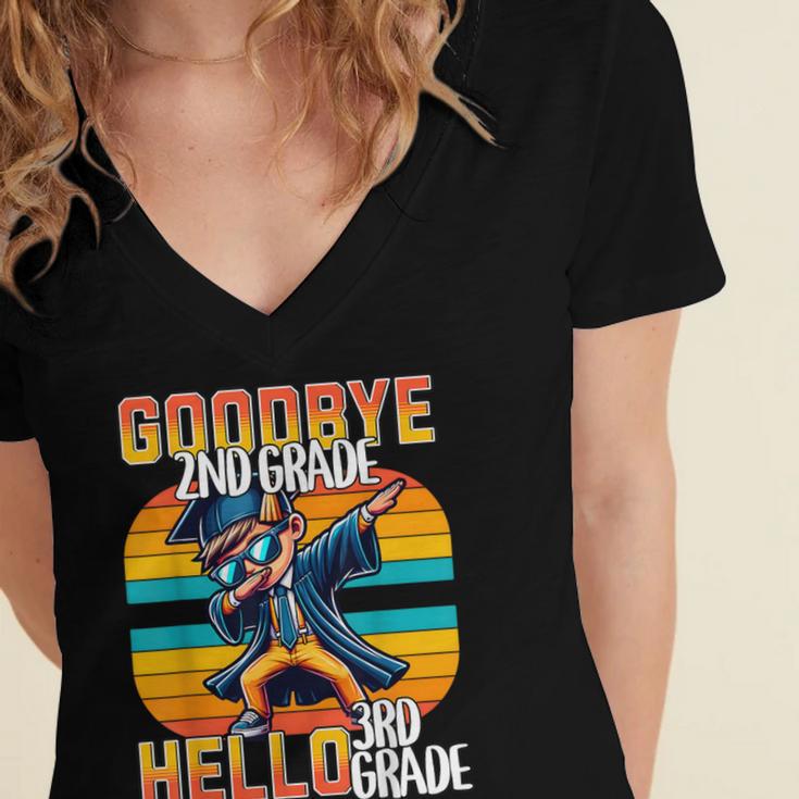 Dabbing Boy Goodbye 2nd Grade Hello 3rd Grade Graduation Women's Jersey Short Sleeve Deep V-Neck Tshirt