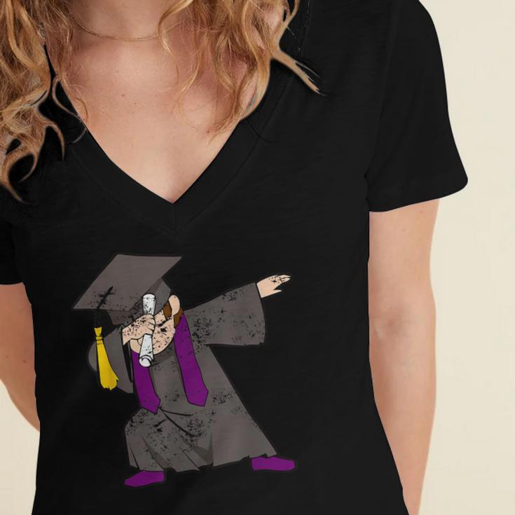 Dabbing Graduate For Graduation Men Dab CuteShirt Women's Jersey Short Sleeve Deep V-Neck Tshirt