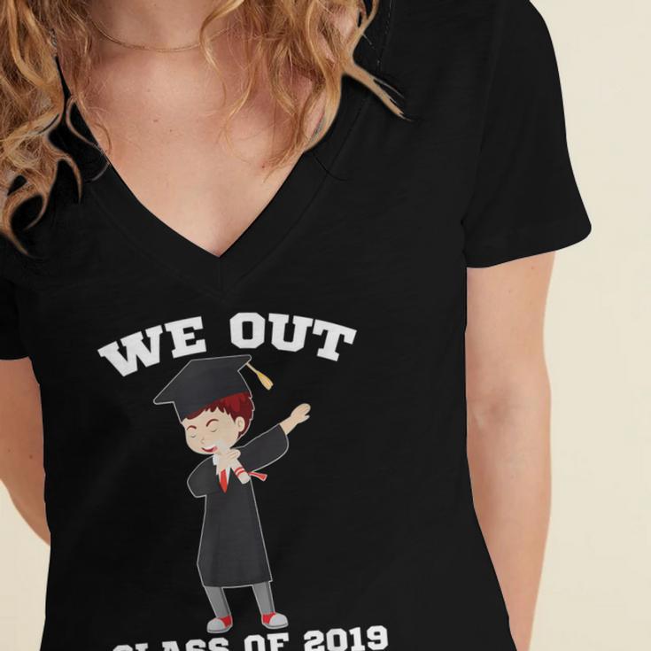 Dabbing Graduation Boy Class Of 2019 We Out Women's Jersey Short Sleeve Deep V-Neck Tshirt