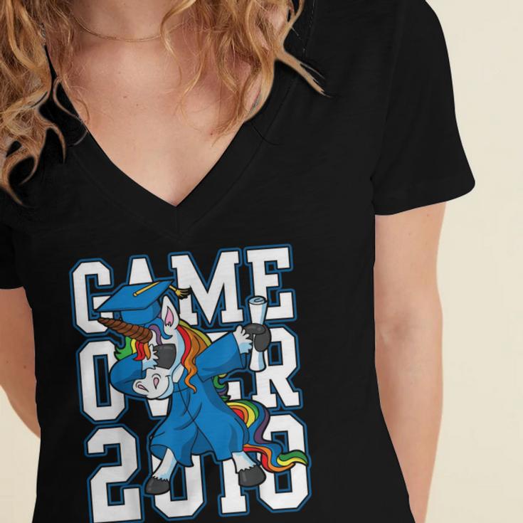 Dabbing Graduation Class Of 2018Shirt Unicorn Dab Women's Jersey Short Sleeve Deep V-Neck Tshirt