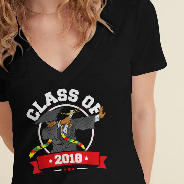 Dabbing Graduation Class Of 2018 TShirt History Month Women's Jersey Short Sleeve Deep V-Neck Tshirt