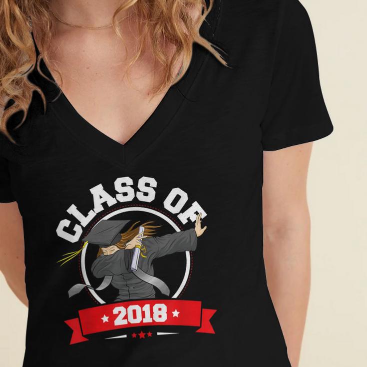Dabbing Graduation Class Of 2018 Women Women's Jersey Short Sleeve Deep V-Neck Tshirt