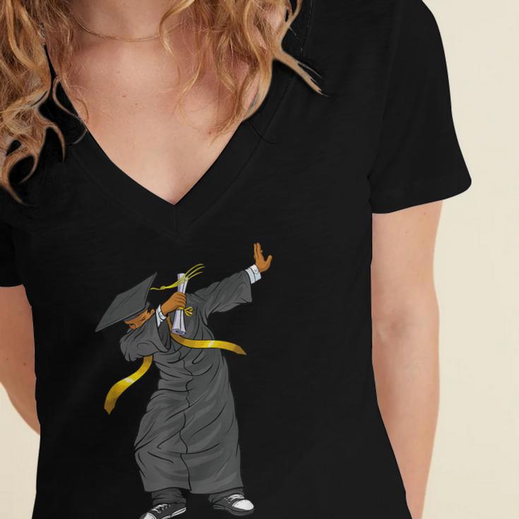 Dabbing Graduation Class Of 2023 Shirt History Month Women's Jersey Short Sleeve Deep V-Neck Tshirt