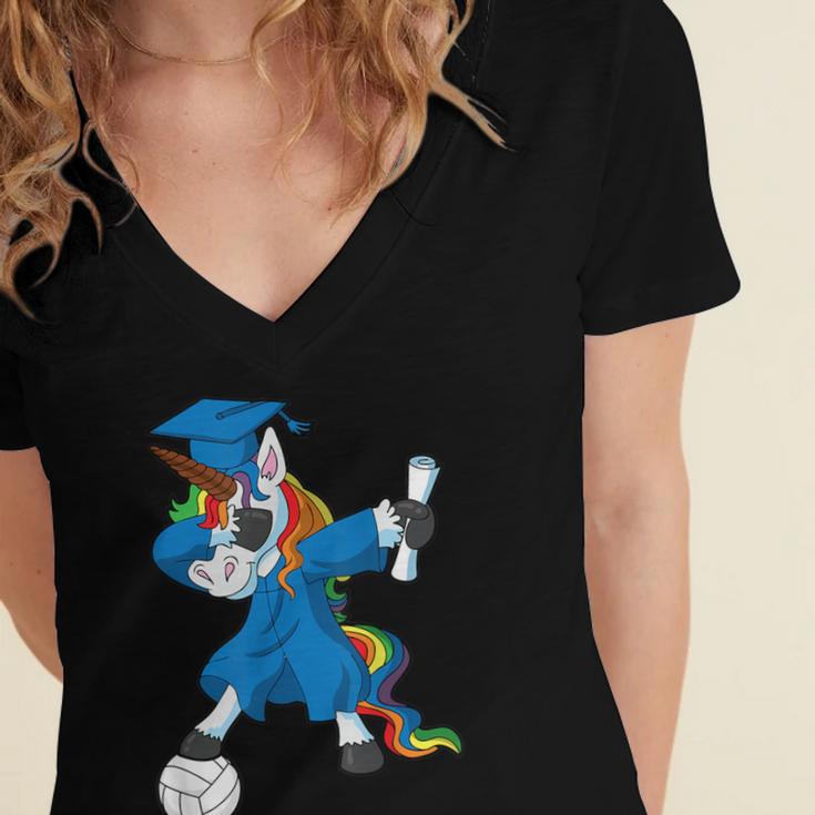 Dabbing Graduation Class 2023 Unicorn Volleyball Women's Jersey Short Sleeve Deep V-Neck Tshirt