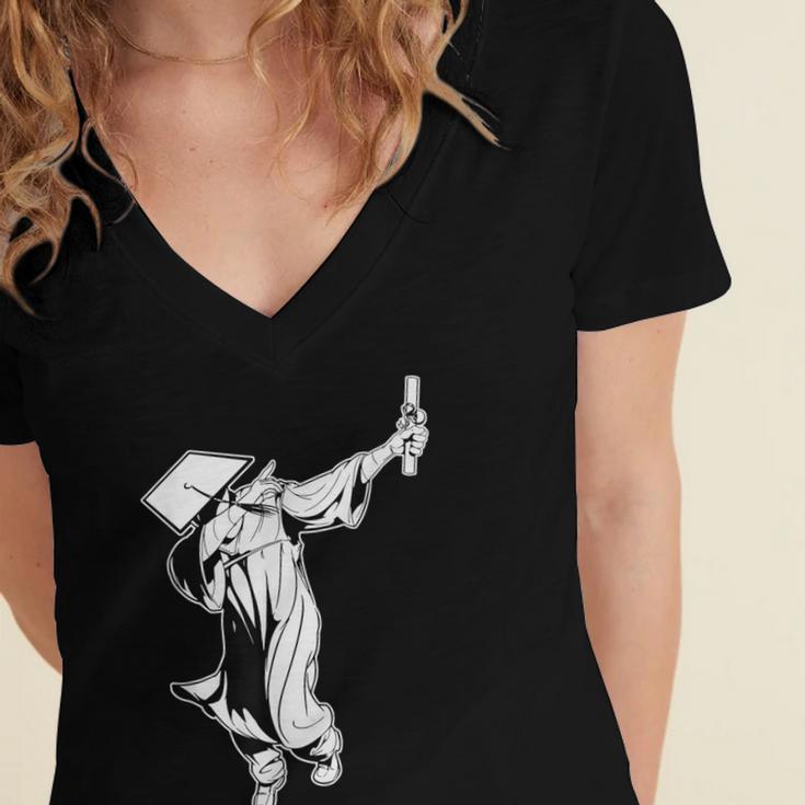 Dabbing Graduation Class Of 2025 Men Graduation Women's Jersey Short Sleeve Deep V-Neck Tshirt