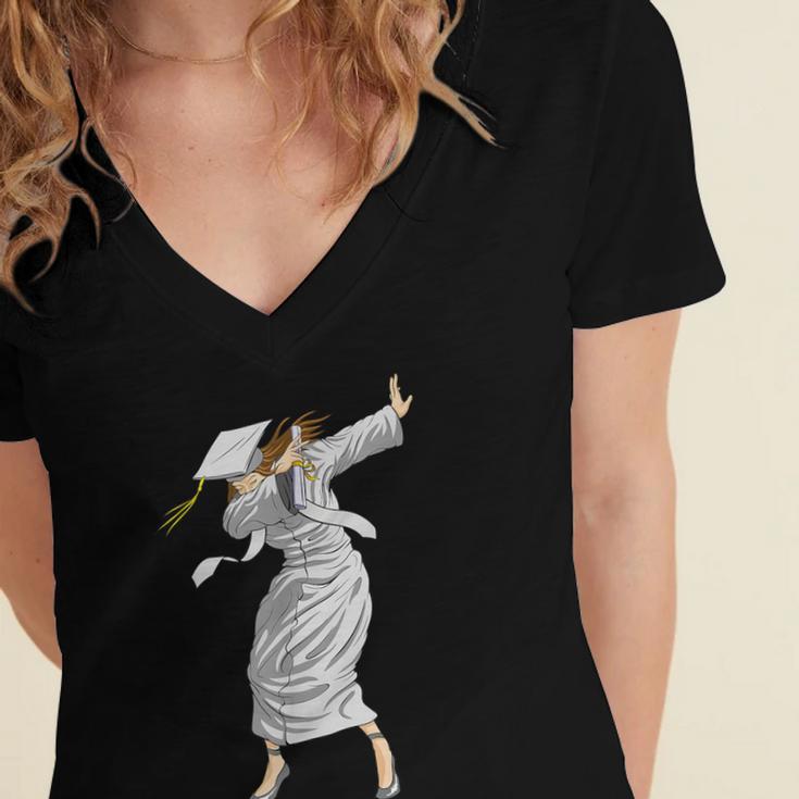 Dabbing Graduation Class Of 2025 Woman Graduation Women's Jersey Short Sleeve Deep V-Neck Tshirt