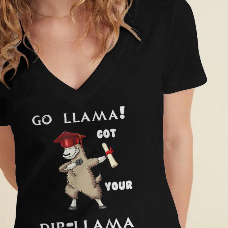The Dabbing Llama Graduation Class Of 2018 T-Shirt Women's Jersey Short Sleeve Deep V-Neck Tshirt