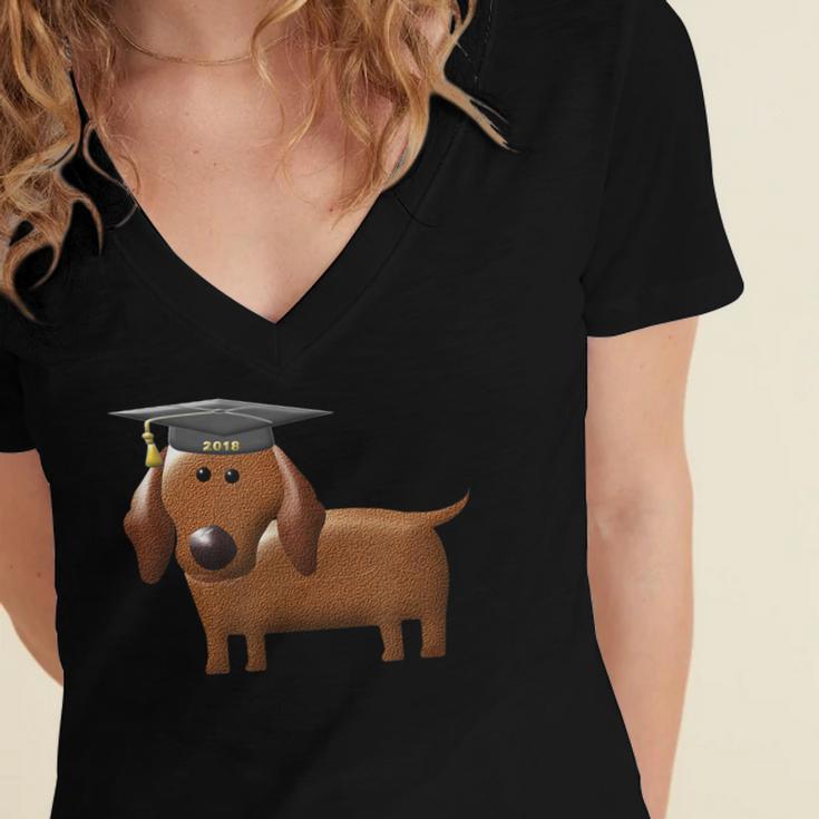 Dachshund Graduation 2018 Dog Graduation Shirt For Men Women Kids Women's Jersey Short Sleeve Deep V-Neck Tshirt