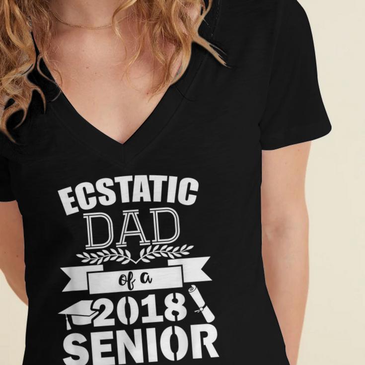 Dad Of a 2018 Senior Graduation Women's Jersey Short Sleeve Deep V-Neck Tshirt