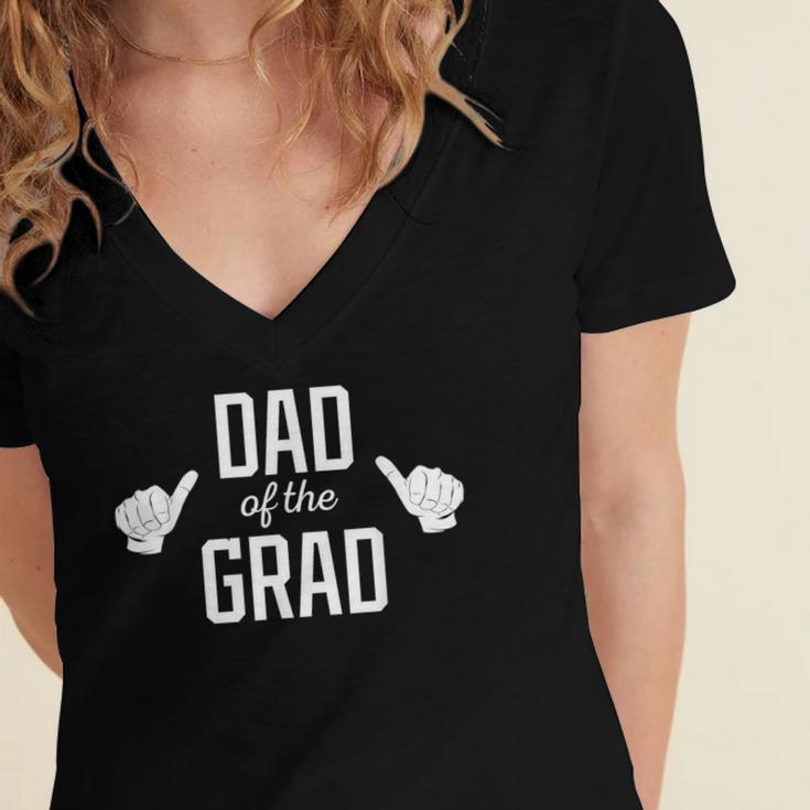 Dad Of The Grad School College University Graduation Women's Jersey Short Sleeve Deep V-Neck Tshirt